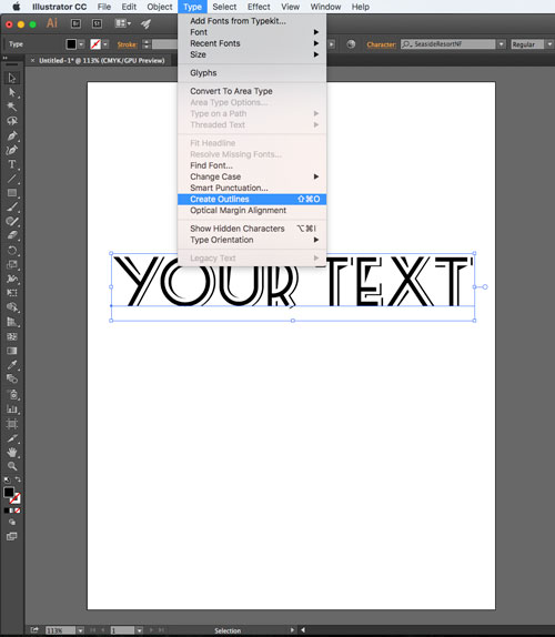 how to figure out the font on a text adobe illustrator 2015