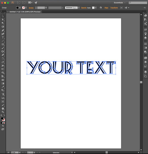 Create outline function completed in Illustrator